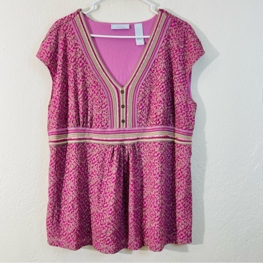 JH Collectibles V-Neck Sleeveless Blouse Women Size 2X Multi Color Casual